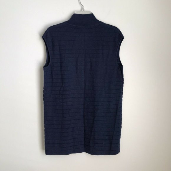 Worth New York Navy Blue Sleeveless Cardigan - Picture 3 of 5